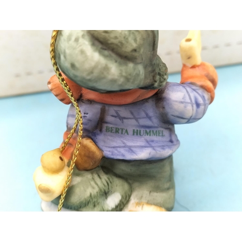 225 - Goebel Berta Hummel 7.5cm Christmas Decorations (3), 'Stocking For Dolly', 'Fresh Christmas Tree' an... 