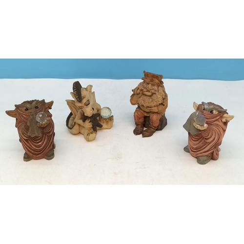 233 - Wizard/Dragon Figures (4) - Krystonia Koolz Baby Dragon, Shigger Figures (2) plus Lilliput Lane Ethe... 