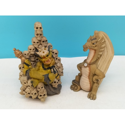 234 - Enchantica Hellbender Goblin King plus Krystonia 'N'Grall' Dragon Figure. Tallest 13cm.