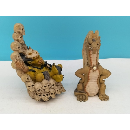 234 - Enchantica Hellbender Goblin King plus Krystonia 'N'Grall' Dragon Figure. Tallest 13cm.