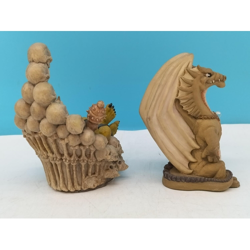 234 - Enchantica Hellbender Goblin King plus Krystonia 'N'Grall' Dragon Figure. Tallest 13cm.