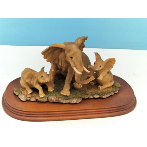235 - Leonardo Collection Figure 'African Elephant Family'. 17cm High x 29cm.