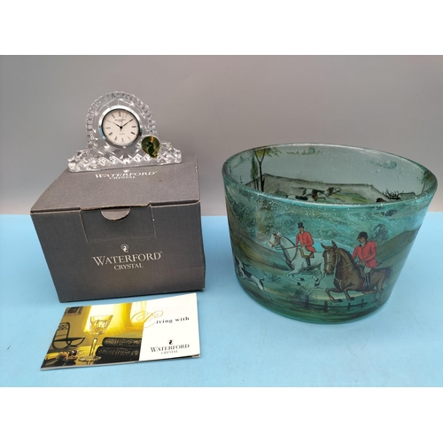 236 - 1930's Bohemia Hand Painted Glass Bowl 'The Royal Hunt' After the Engraving by John Wotton (16cm Dia... 