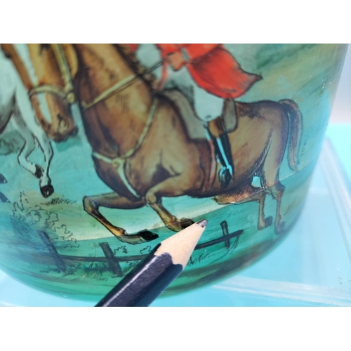 236 - 1930's Bohemia Hand Painted Glass Bowl 'The Royal Hunt' After the Engraving by John Wotton (16cm Dia... 