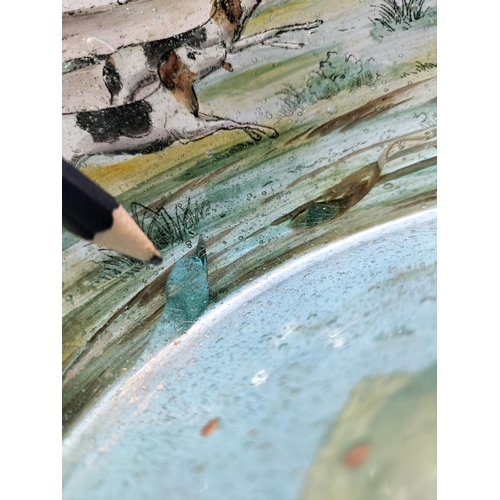 236 - 1930's Bohemia Hand Painted Glass Bowl 'The Royal Hunt' After the Engraving by John Wotton (16cm Dia... 