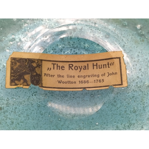 236 - 1930's Bohemia Hand Painted Glass Bowl 'The Royal Hunt' After the Engraving by John Wotton (16cm Dia... 
