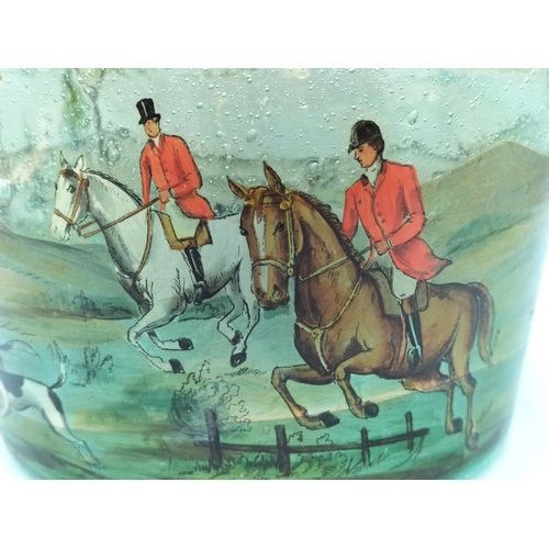 236 - 1930's Bohemia Hand Painted Glass Bowl 'The Royal Hunt' After the Engraving by John Wotton (16cm Dia... 