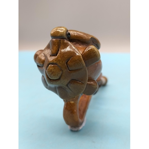237 - South American 'Tortoise Big Pipe' Clay Pipe Decorated with a Tortoise to the Bowl and with a Stone ... 