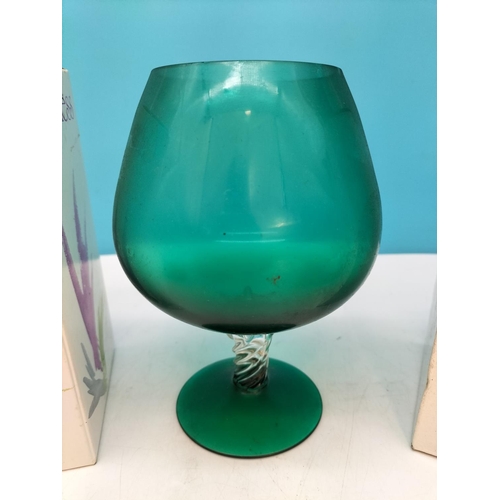 238 - Sowerby Mid Century Kingfisher Blue Glass Dish, Chance Brothers Handkerchief Vase (6cm High), Boxed ... 