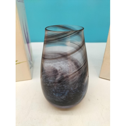 238 - Sowerby Mid Century Kingfisher Blue Glass Dish, Chance Brothers Handkerchief Vase (6cm High), Boxed ... 