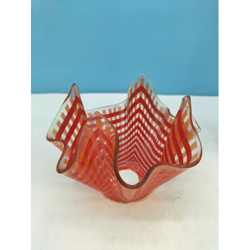 238 - Sowerby Mid Century Kingfisher Blue Glass Dish, Chance Brothers Handkerchief Vase (6cm High), Boxed ... 