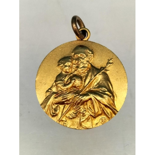 3 - 14ct Gold (Tested) St Christopher Pendant. 3.8 Grams.