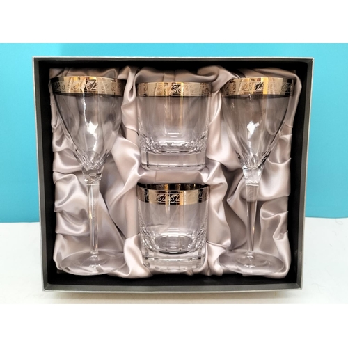 303 - Boxed Royal Brierley Cut Glass Bowl plus Boxed Set Containing 2 Wine Glasses and 2 Tumblers.