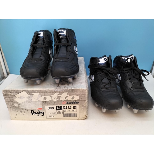 304 - 2 Pairs of Lotto Rugby Boots. Sizes 7 and 7.5. Little or No Use.