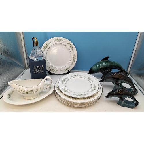 315 - Boxed Royal Scot Perfume Atomiser, Wedgwood 'Westbury' Pattern 27cm Dinner Plates (6), Serving Dish,... 