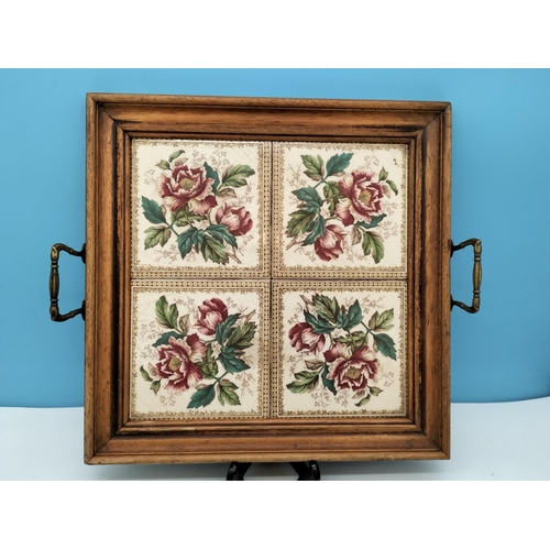 320 - Framed Tile Items (3) to include 2 x Ceramic Trays, Largest Being 38cm x 38cm.