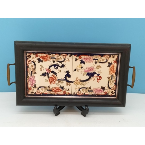 320 - Framed Tile Items (3) to include 2 x Ceramic Trays, Largest Being 38cm x 38cm.