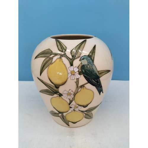 323 - Moorcroft 'Finches and Lemons' Designed by Sally Tuffin. 25cm High, 23cm Diameter. A/F Crazing to Bo... 