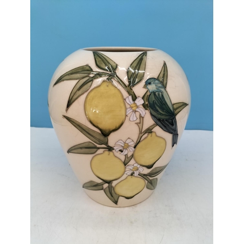323 - Moorcroft 'Finches and Lemons' Designed by Sally Tuffin. 25cm High, 23cm Diameter. A/F Crazing to Bo... 