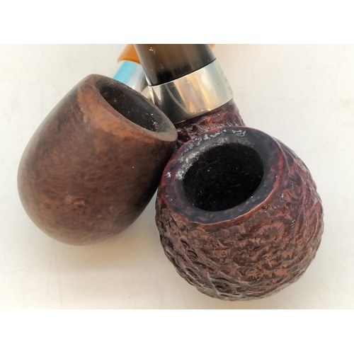 324 - Vintage K.P. Peterson Smoking Pipes (2) - Deluxe 12.5 S with Silver Collar Hallmarked Dublin 1999 pl... 