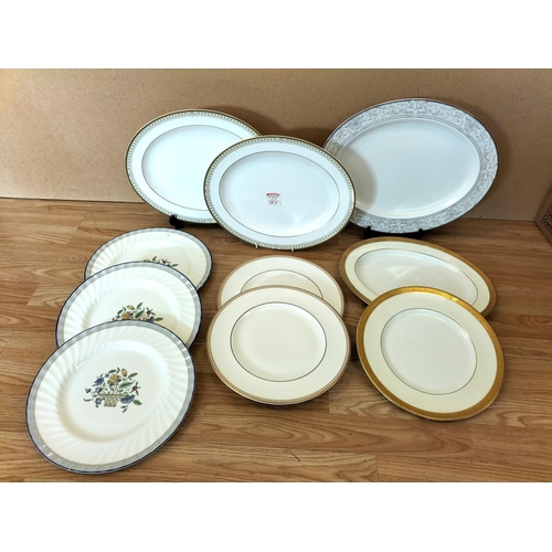 326 - Collection of China Platters and Dinner Plates to include Minton 'Haddon Hall Trellis Blue', Minton ... 