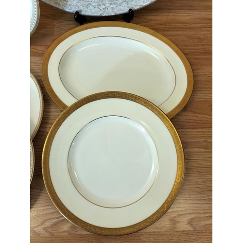 326 - Collection of China Platters and Dinner Plates to include Minton 'Haddon Hall Trellis Blue', Minton ... 