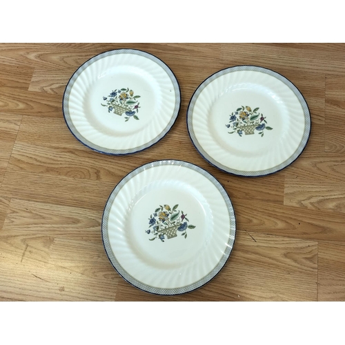 326 - Collection of China Platters and Dinner Plates to include Minton 'Haddon Hall Trellis Blue', Minton ... 