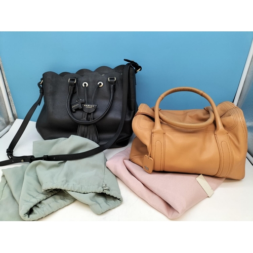 327 - 2 x Radley Bags with Dust Bags, Black Tote Bag (27cm x 32cm) plus Tan/Peach Bag.