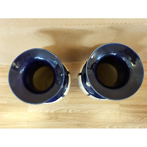 333 - Pair of Large 53cm Ceramic Baluster Gazebo/Pagoda Vases. Unmarked, Possibly Brannam Pottery.