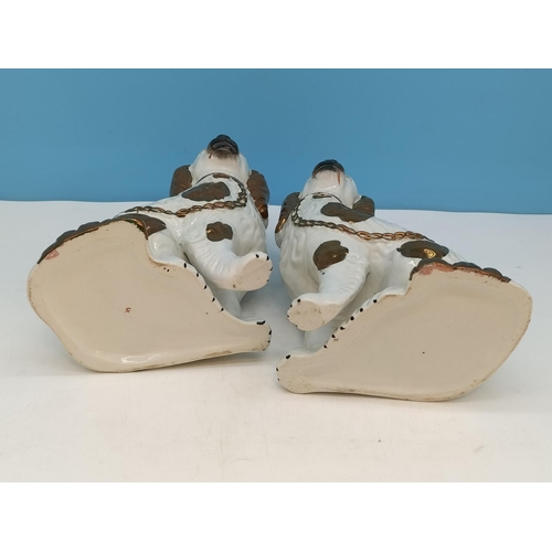 336 - Pair of Mid/Late 19th Century Staffordshire Mantel Dogs, Hand Painted with a Gold Lustre Finish. 22c... 