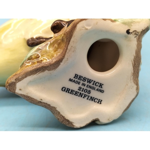 337 - Beswick Bird Figures (3) to include Greenfinch 2105, Bullfinch 1042 and Unmarked Pheasant. Tallest 7... 