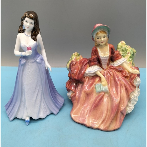 338 - Coalport Lady Figure 'Ellie' plus Royal Doulton Figure 'Lydia' HN 1908. Tallest 13.5cm.
