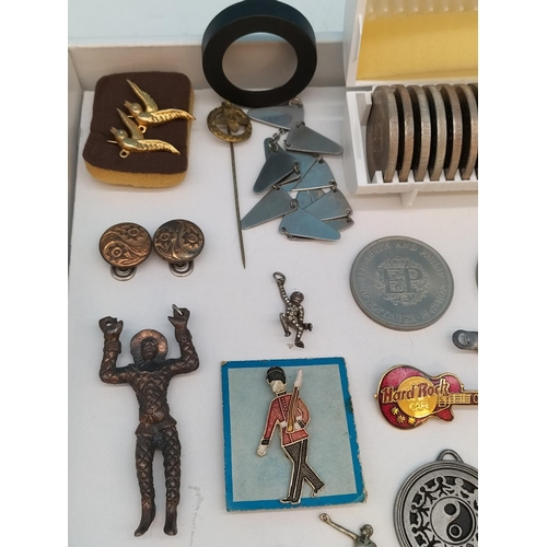 352 - Collection of Commemorative Coins in Case, Badges, Pendants, Watches, etc.