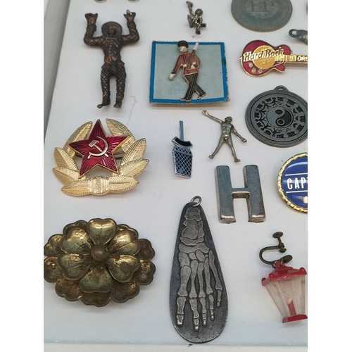 352 - Collection of Commemorative Coins in Case, Badges, Pendants, Watches, etc.