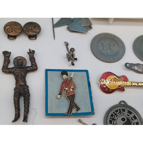 352 - Collection of Commemorative Coins in Case, Badges, Pendants, Watches, etc.