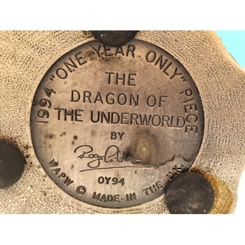 36 - Tudor Mint Myth and Magic 1994 'The Dragon of the Underworld' Figure on Plinth. 17cm High, 16cm x 12... 