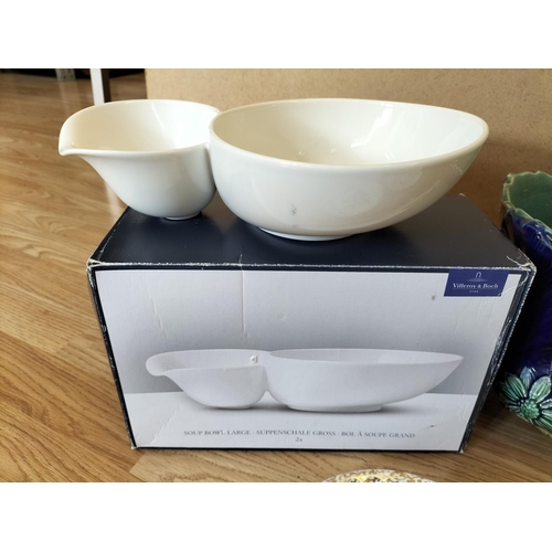 365 - Collection of Items to include Boxed Villeroy & Boch Large Soup Bowl, Elephant Teapot, Majolica Plan... 