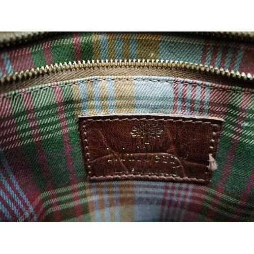 37 - Vintage Mulberry Brown Crocodile Leather Brown Bag with Checkered Print Fabric Interior. Serial No 8... 