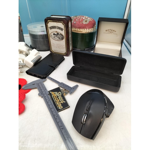 382 - Box of Mixed Items to include Blank CD's, Buttons, Badges, Books, etc.