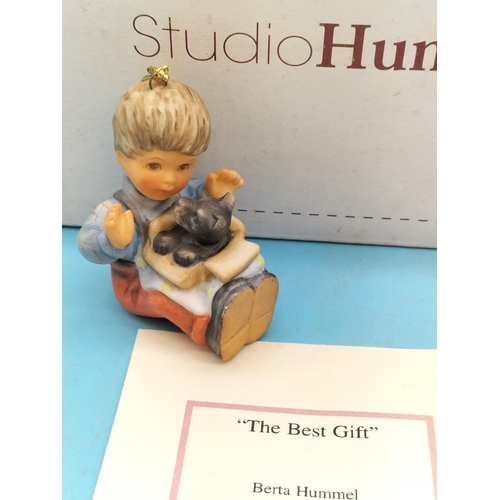 385 - Goebel Berta Hummel 7.5cm Christmas Decorations (3), 'Heavenly Trio', 'The Best Gift' and 'Stringing... 