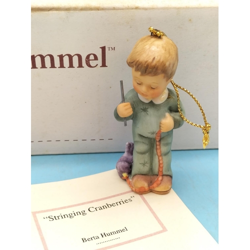 385 - Goebel Berta Hummel 7.5cm Christmas Decorations (3), 'Heavenly Trio', 'The Best Gift' and 'Stringing... 