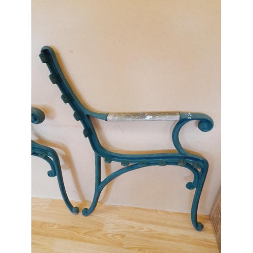 394 - Pair of Vintage Cast Metal Garden Seat/Bench Ends. 82cm x 62cm. Collection Only.