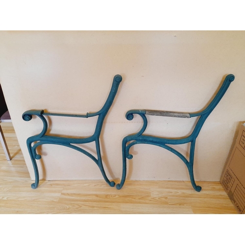 394 - Pair of Vintage Cast Metal Garden Seat/Bench Ends. 82cm x 62cm. Collection Only.