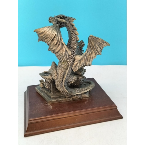 395 - Tudor Mint Myth and Magic 2000 Dragon Figure 'Protector of the Fairy Princess' on Plinth. 18cm High,... 