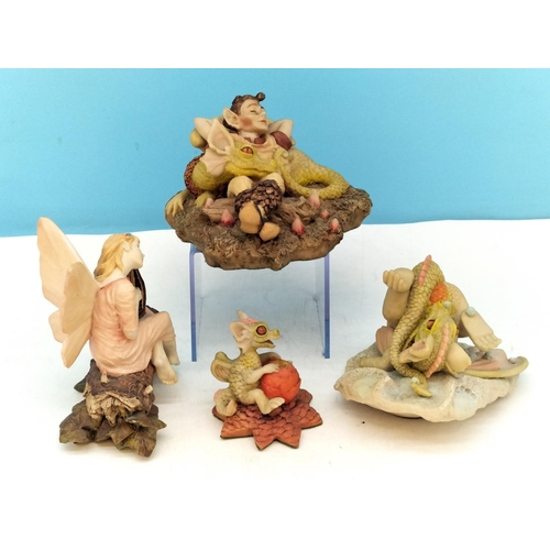 403 - Enchantica Dragon Figures (3) to include Jonquil & Rarajack, Snappa and Ratajack Figures plus a Jenn... 