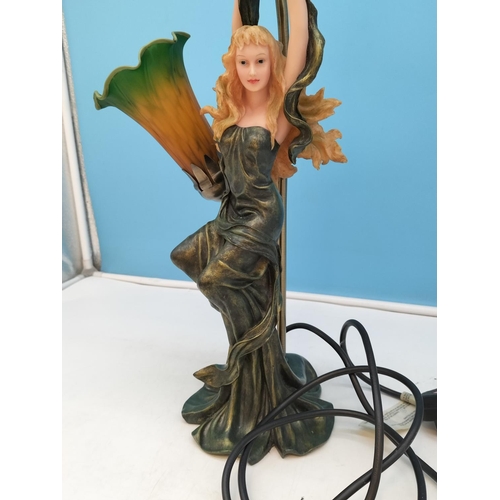5 - Leonardo Resin 'Lady' Table Lamp with Tiffany Style Glass Tulip Shades W/O. 52cm Tall.