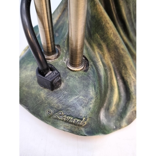 5 - Leonardo Resin 'Lady' Table Lamp with Tiffany Style Glass Tulip Shades W/O. 52cm Tall.