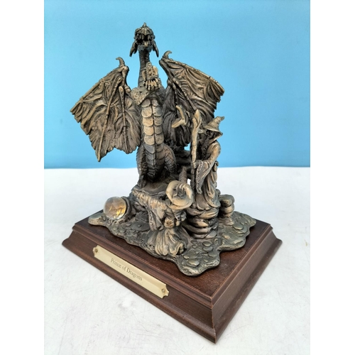 541 - Tudor Mint Myth and Magic 1998 Dragon Figure 'Prince of Dragons' on Plinth. 19cm High, 16cm x 12cm.