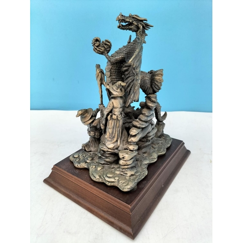 541 - Tudor Mint Myth and Magic 1998 Dragon Figure 'Prince of Dragons' on Plinth. 19cm High, 16cm x 12cm.