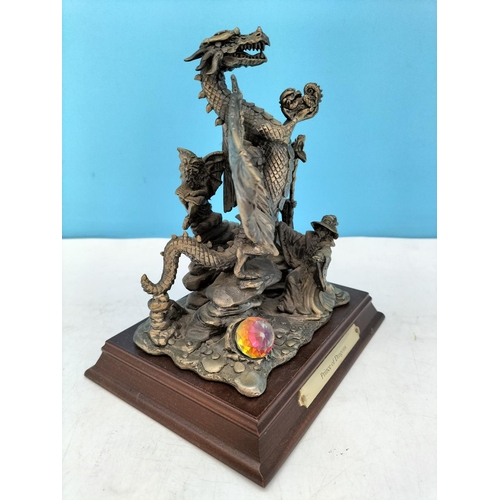 541 - Tudor Mint Myth and Magic 1998 Dragon Figure 'Prince of Dragons' on Plinth. 19cm High, 16cm x 12cm.